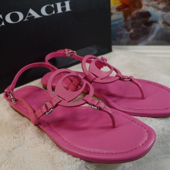 Coach Shoes Coach Womens Jeri Leather Sandals Petunia Pink 9m